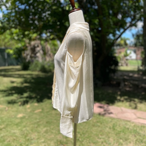 Alexis Cold Shoulder Stripes Cream Blouse - Picture 5 of 10